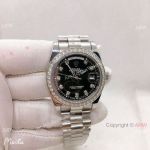 Best Quality Rolex Day-date 36mm Black Diamond Silver President watch